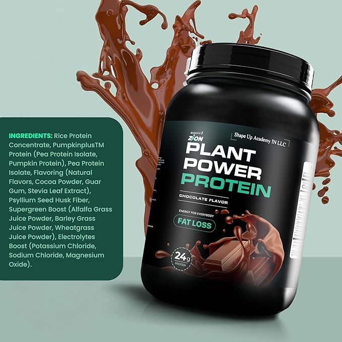 Zion Protein 100% Plant-Based Protein Powder Creamy Chocolated Fudge - 24g High Impact Plant Protein Low Net Carb No Lactose Ingredients for Shakes &amp Smoothies