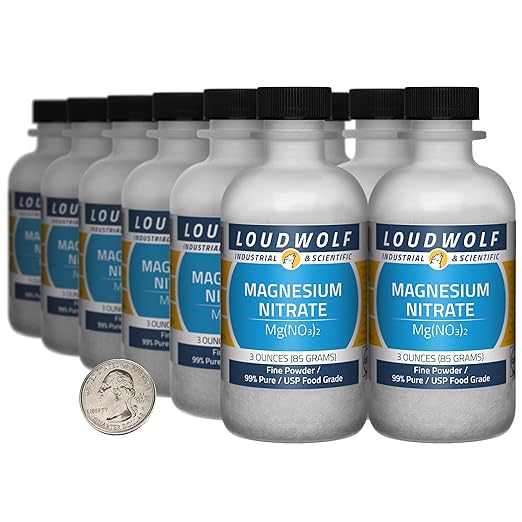 Magnesium Nitrate / 2.3 Pounds / 12 Bottles / 99% Pure USP Food Grade/Fine Powder