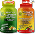 Liposomal Glutathione 500mg &amp Quercetin with Bromelain Zinc and Vitamin C – Antioxidant &amp Immune Support Bundle with Organic Whole Food Blends – Vegan Non-GMO Respiratory Health Formula