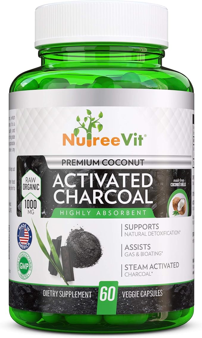 NutreeVit 100% Organic Highly Absorbent - Activated Charcoal (90 Count)