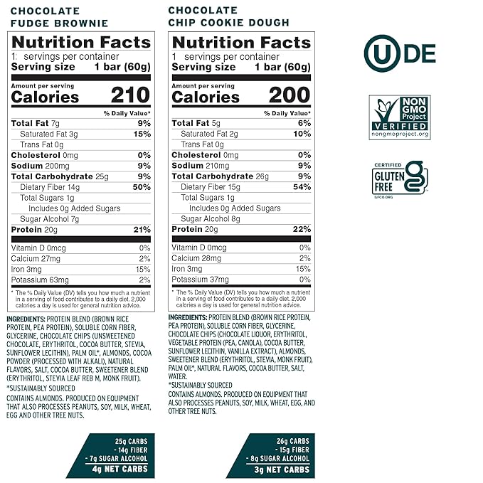 No Cow Vegan Protein Bars Upgraded Original Variety Pack | 20g Plant Based Protein Gluten Free Dairy Free Soy Free Keto Friendly Low Sugar High Fiber Snack Bars | Pack of 12