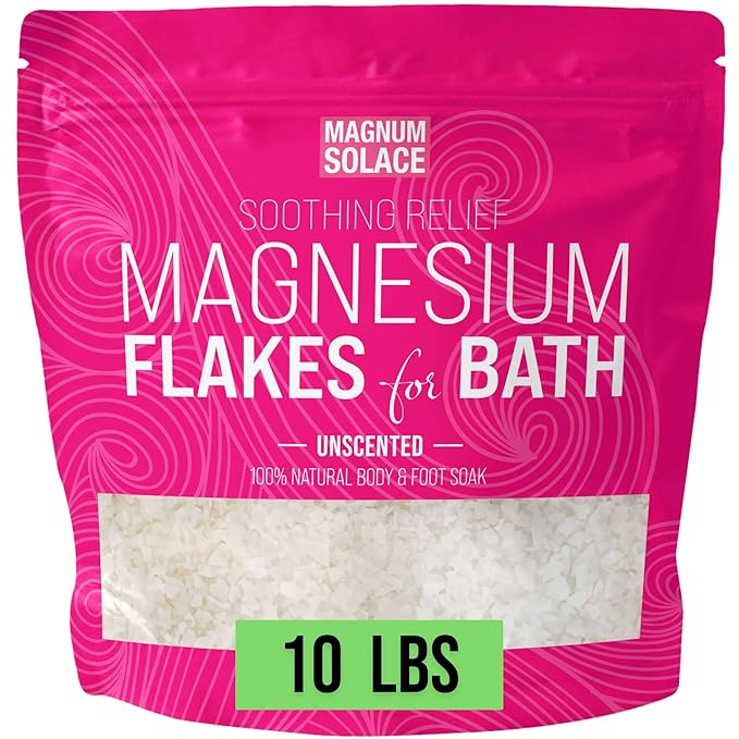 10 LBS Magnesium Flakes for Bath (Unscented) with Magnesium Oil Spray - Bundle
