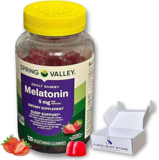 Melatonin Gummies 5mg- Strawberry Flavor Non GMO 120ct (Pack of 1) Boxed by Fusion Shop Store