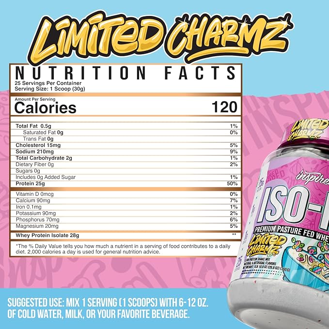 Inspired ISO-PF Pasture Fed Whey Protein Isolate – 25g Protein Low Carb &amp Lactose Free – Grass Fed Post Workout Protein Powder