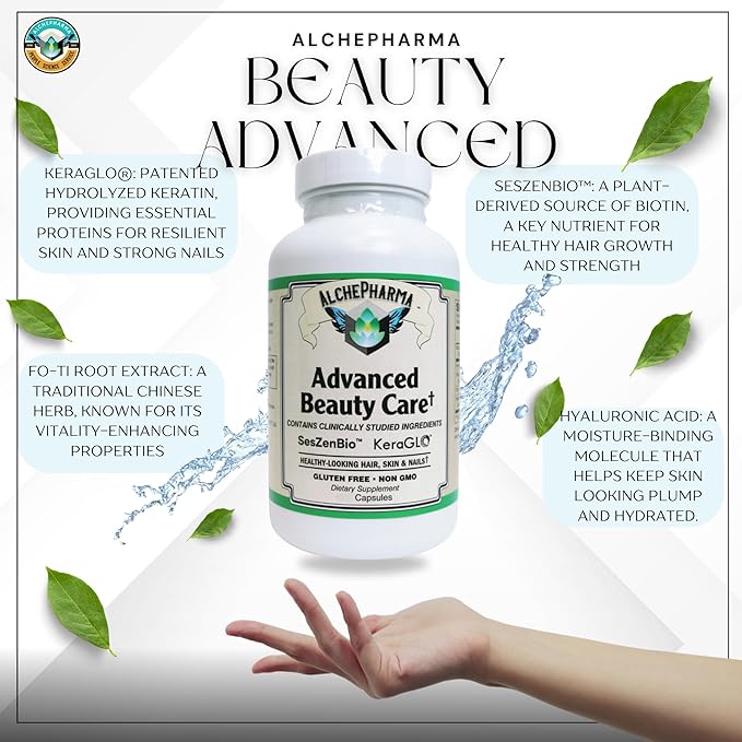 Advanced Beauty Care Hair Skin and Nails Supplement Gluten Free Non-GMO Capsules (120 Caps)