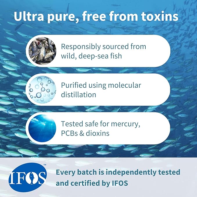 Igennus Advanced rTG Omega-3 IFOS Certified Wild Fish Oil &amp Vitamin D3 1-a-Day Fatty Acids EPA &amp DHA Fast-Acting Triglyceride Form Ultra Pure &amp Non-GMO 180 Softgels