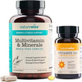 NatureWise [1 Multivitamin for Women Stress Support &amp Natural Minerals - 60 Capsules[30-Day Supply] + [1] Vitamin D3 5000iu + Organic Olive Oil - 30 Mini Softgels[30-Day Supply]
