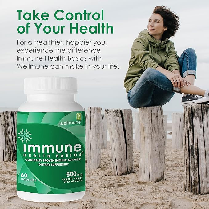 Ultra Strength Immunity - Clinically Proven Immune Support - Wellmune Highly Purified Beta Glucan - Gluten-Free Non-allergenic Non-GMO and Vegan Capsules - 60 Capsules 500 mg