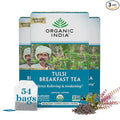 ORGANIC INDIA Tulsi Breakfast Herbal Tea - Black Tea Holy Basil Relieve Stress &amp Energize USDA Organic Non-GMO Caffeinated - 18 Bags 3 Pack