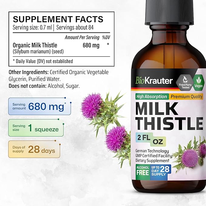 BIO KRAUTER Mullein Tincture 2 Fl. Oz. &amp Milk Thistle Tincture 2 Fl. Oz.