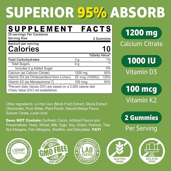 Red Yeast Rice Gummies 2400MG with CoQ10 + Calcium Citrate Gummies 1200mg