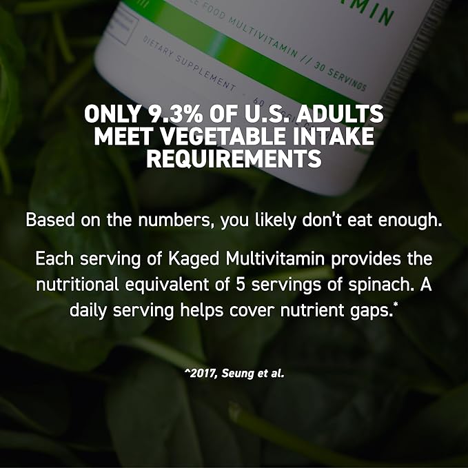 Kaged Multivitamin Capsules | Unflavored | Whole Foods Organic Fruits &amp Veggies | Plant Based Vegan Multivitamin | Vitamin C D E B12 | Supplements for Men &amp Women | 30 Servings