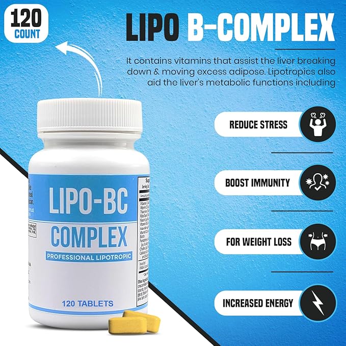 Legere Pharmaceuticals Lipo-BC B-Complex Lipotropic Pills for Clean Energy and Wellness (120 Tablets)