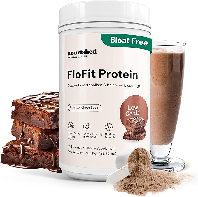 Nourished Natural Health FloFit Pea Protein Powder - Hormone Balance for Women - Vegan Plant Based Protein with Low Carbs - Acne Friendly Cycle Friendly Easy to Digest - Gluten-Free Caffeine-Free