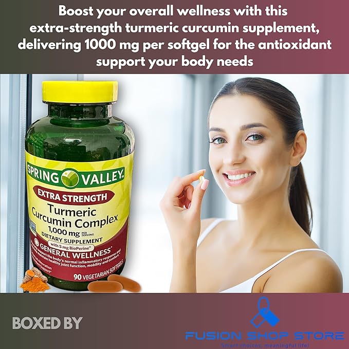 Turmeric Curcumin 1000 mg- Complex Extra Strength 90 softgels (Pack of 1) Boxed by Fusion Shop Store