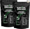 Survival Grocery® Organic Pea Protein - Organic Non-GMO North American Grown &amp Produced Gluten Free Vegan Survival Grade Protective Bulk Bags with Long Shelf Life (10 lbs./2 Bags.)