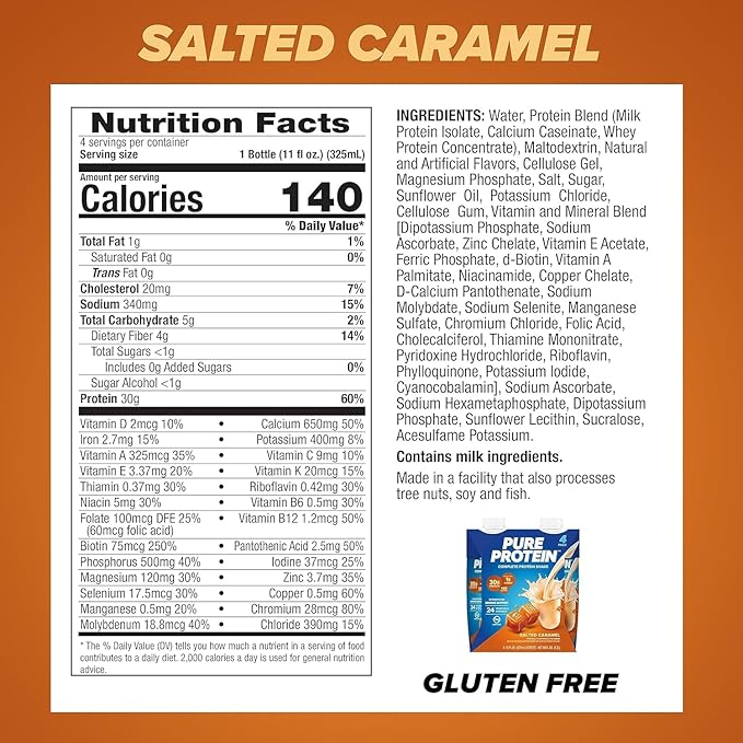 Pure Protein Protein Shake 30g Complete Protein Ready to Drink and Keto-Friendly Vitamins A C D and E plus Zinc to Support Immune Health 11oz Bottles 12 Pack Variety Pack