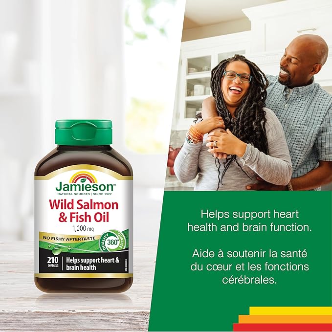 Jamieson No Fishy Aftertaste - Wild Salmon &amp Fish Oil 210 SoftGels