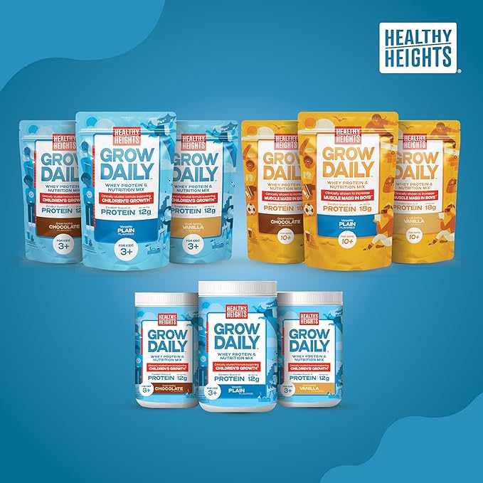 Healthy Heights Grow Daily Kids Protein Drink Mix (Chocolate) - High Protein Shake for Kids 3+