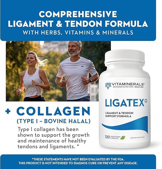 Vitaminerals® 18 Ligatex Plus | Ligament &amp Tendon Support* | Collagen I (Halal) | Turmeric | Manganese | 120 Veggie Caps