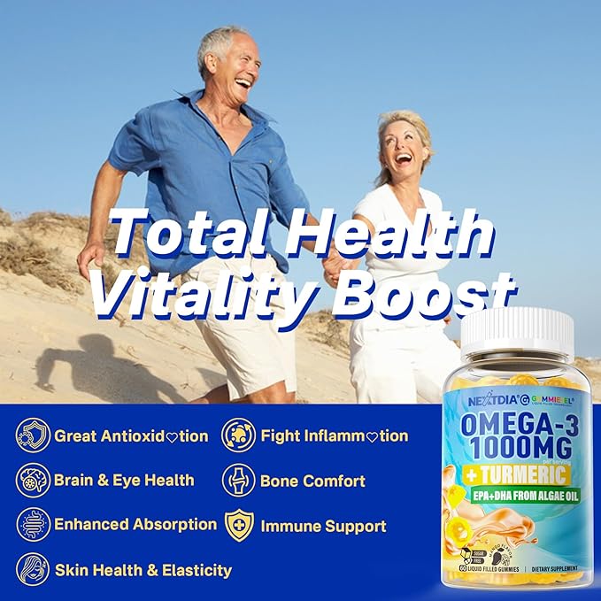 Magnesium Glycinate Gummies Vegan Omega-3 1000mg + Turmeric