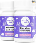Wink Well Kids Chewable Melts- Kids Sleep Aid Chews with Melatonin 1mg- Quick Deep Toddler Sleep Aid Drug-Free-Fast Non-Habit-Forming Dissolve Tablets- 30 Melts (Pack of 2)