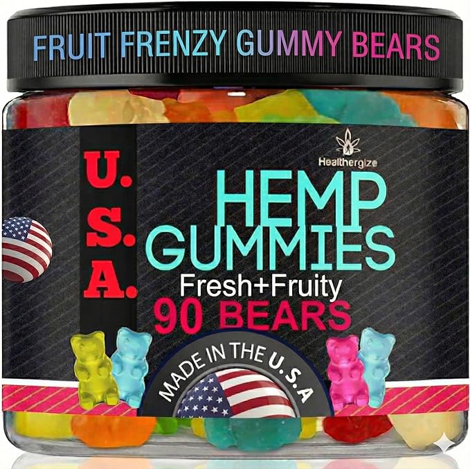 Hemp Gummies for Sleep and Calm Peace and Relaxation Fruity Flavors Hempoil Candy Natural Hemp Oil Gummy Bears Edibles-Made in USA-90 Bears
