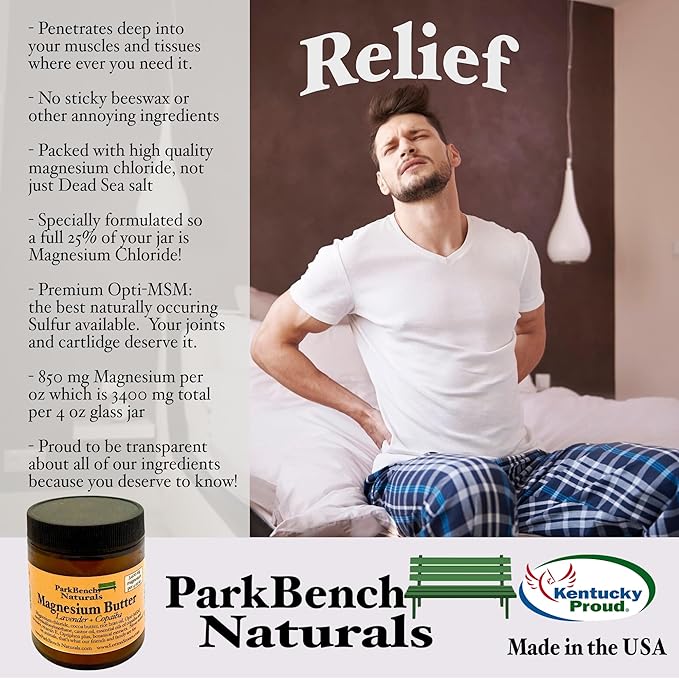 Magnesium Butter with Lavender and Copaiba 4 oz Glass Jar of Topical Magnesium