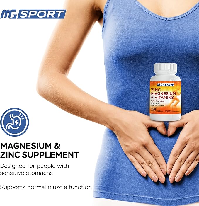 High Absorption Zinc and Magnesium (60 Count) Bundle - Magnesium for Leg Cramps and Sore Muscles Relief - Zinc for Immune Support and Recovery - with Vitamin B6 D and E