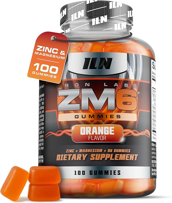 Iron Labs ZM6 Gummies – High Strength Zinc Magnesium Gummies for Men &amp Women (100 Count Orange Flavor Vegan) – Magnesium Citrate and Zinc Citrate Supplements with Vitamin B6 and D3