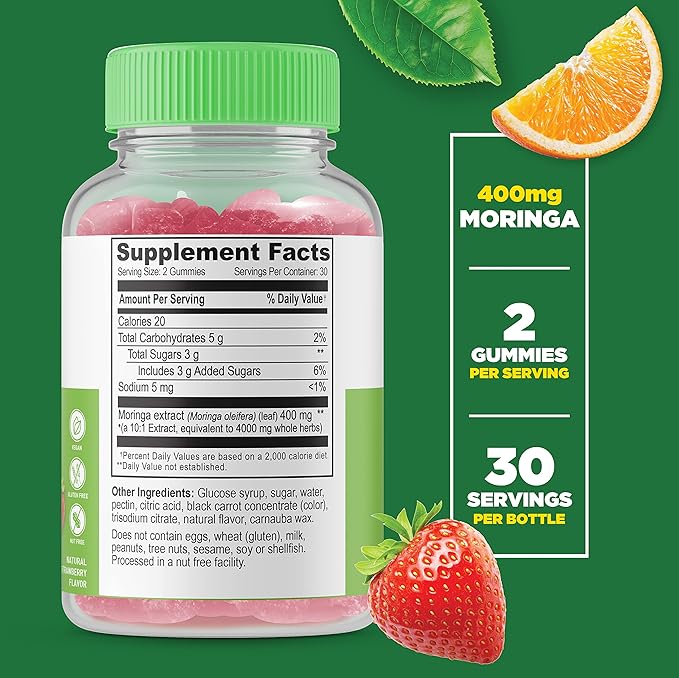 Lifeable Magnesium + Moringa Leaf Gummies Bundle - Great Tasting Vitamin Supplement Gluten Free GMO Free Chewable Gummy