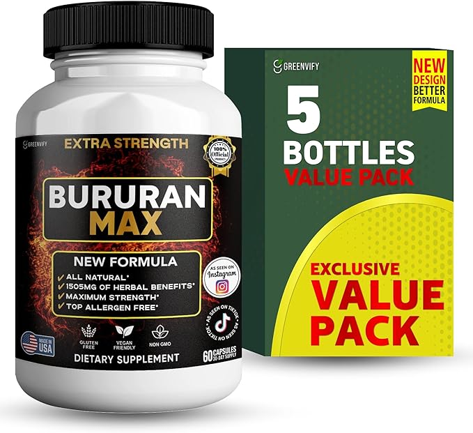 Bururan Max Organic Maca Root Supplement Black Pepper 60 Capsules 30 Day Supply (5)