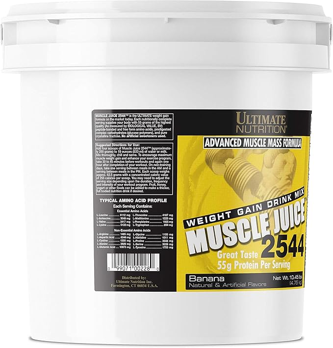 Ultimate Nutrition Muscle Juice Weight Gain Drink Mix - Mass Gainer Workout Powder for Men &amp Women - Supplement for Lean Muscle Growth &amp Immune Support with 55g Protein - Banana 10.45lb