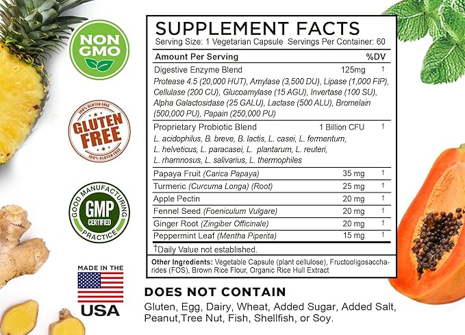 FarmHaven Digestive Enzymes with 18 Probiotics &amp Herbs Magnesium Glycinate &amp Malate Complex