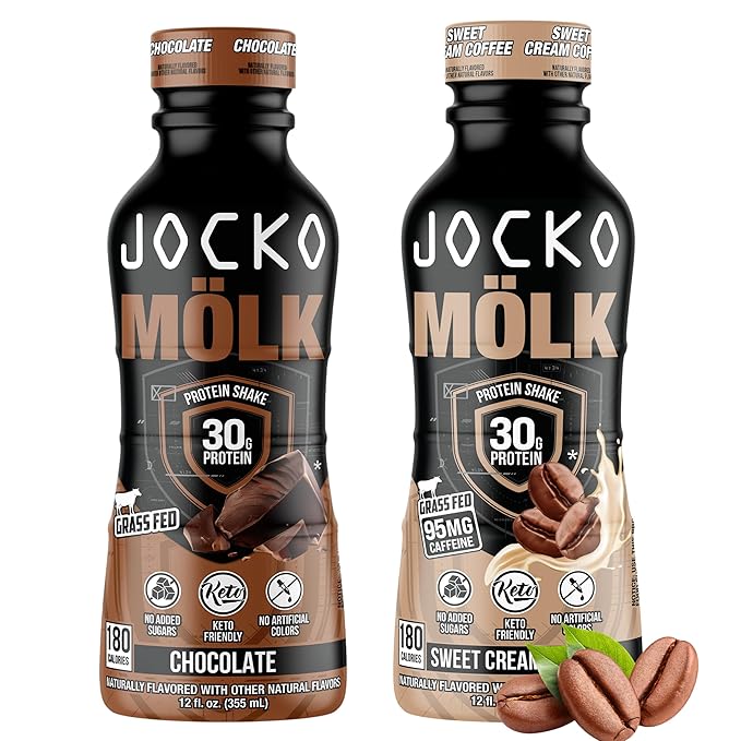Jocko Fuel Mölk RTD Protein Shakes Bundle - Chocolate &amp Sweet Cream Coffee (24 Pack)