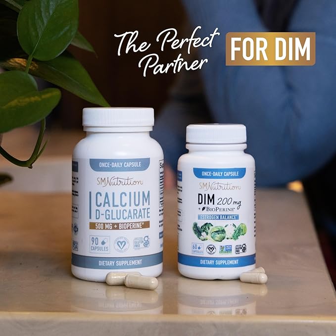 SMNutrition Men's DIM Supplement with Calcium D-Glucarate | Male Hormone Balancing Bundle with DIM Complex for Men (60 Servings) and Vegan Gluten Free Non-GMO CDG Supplement (90 Servings)