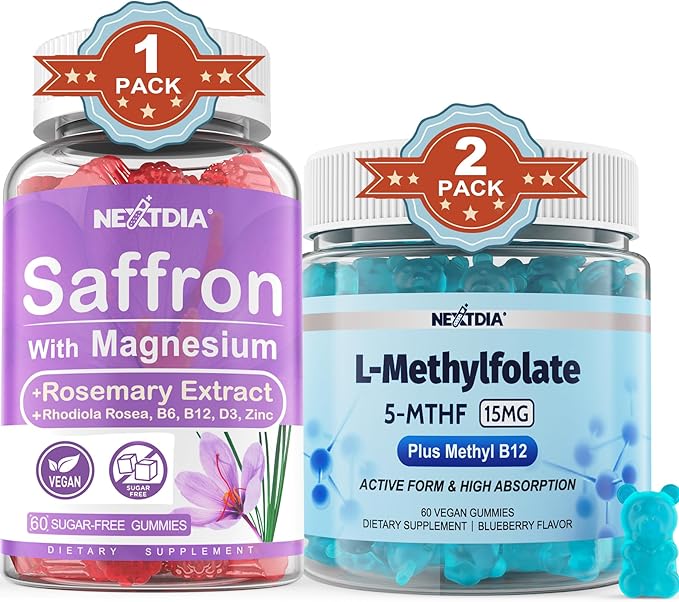 Magnesium Glycinate + L-MethylFolate 15mg &amp Methyl B12 Gummies 3 Pack