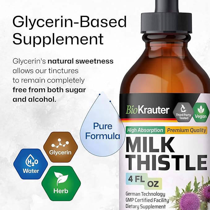 BIO KRAUTER Dandelion Tincture 4 Fl. Oz. &amp Milk Thistle Tincture Fl. Oz.