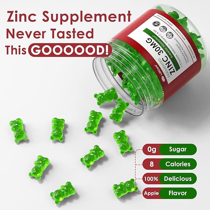 Fermented Zinc Gummies 30mg Copper Selenium Vitamin C D3 Superior Absorption Zinc Supplements for Women &amp Men Immune Powerful Antioxidant Zinc Picolinate Alternaitive Vegan No Sugar 2 P