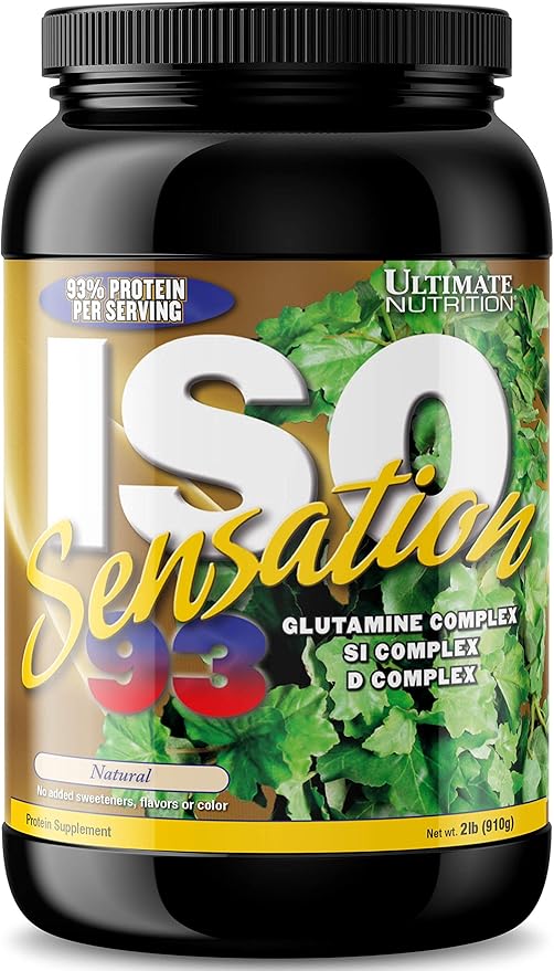 Ultimate Nutrition Iso Sensation 93 with Glutamine Complex Low Carb Whey Protein Isolate Powder – 30 Grams of Protein Fat-Free Keto Friendly Natural 2 Pounds