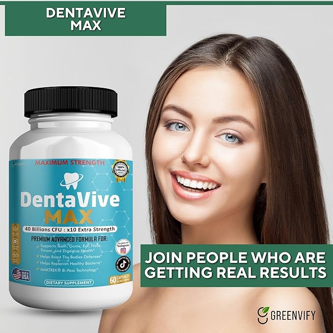 DentaVive Max Probiotic Supplement 40 Billion CFU 60 Capsules Premium Oral Health Support for Teeth Gums Digestive Health (3)