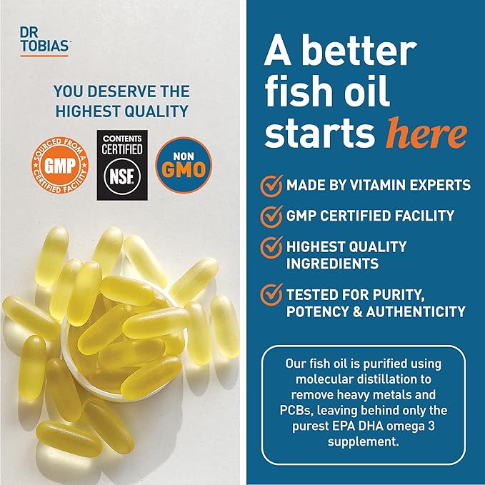 Dr. Tobias Probiotics 30 Billion and Omega 3 Fish Oil (2000 mg) for Digestive Support &amp Overall Health