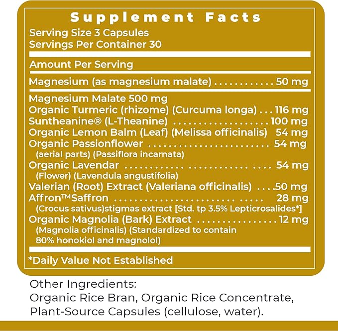 Premier Research Labs Tranquinol - Natural Sleep Aid Supplement for Deep Sleep Support and Calm Mind | Magnesium Turmeric Lemon Balm &amp Saffron Extract - Pure Vegan - 90 Plant-Source Capsules