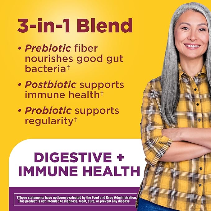 Nature Made Triple-Action Biotics Gut and Immune Health Support Digestive Probiotics for Women and Men Prebiotic Fiber Gummies 48 Gummies 24 Day Supply