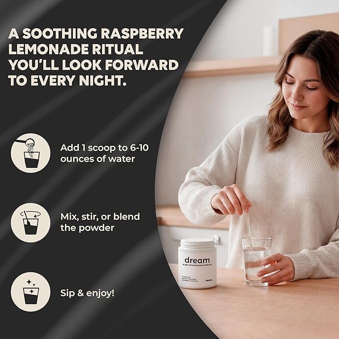 DREAM Sleep Aid Powder | Magnesium L-Threonate Apigenin &amp Theanine | 2400mg 7-Ingredient Non-Habit Forming and Natural Sleep Aids for Adults | Deep Sleep Super Calm &amp Stress Relief