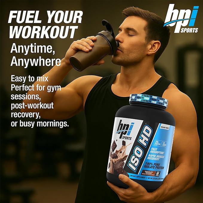 BPI Sports ISO HD Isolate Protein Powder – 100% Whey Isolate Protein Powder for Muscle Gain - Chocolate Brownie 5.4 Pounds - 69 Servings
