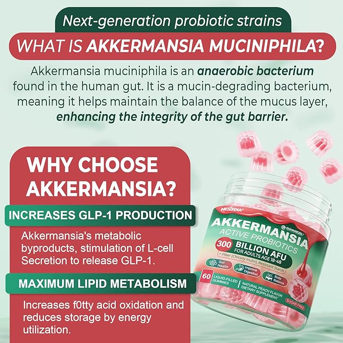 Akkermansia Probiotics Gummies for Metabolism Digestive &amp Gut Health+Kids Brain Gummies for Focus &amp Attention Cognitive Function Vision &amp Energy