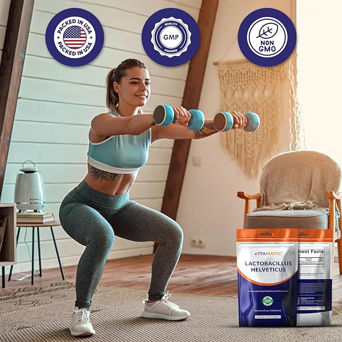 Vitamatic Lactobacillus Helveticus Probiotic Powder - Digestive Health Support - 100 Gram (3.5 OZ) - 100 Servings