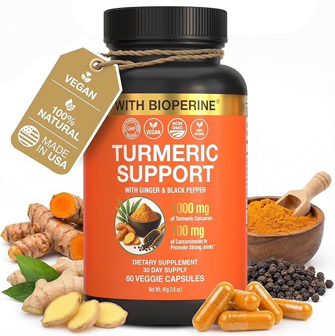 Sleeve Stars Turmeric Curcumin Supplement with Ginger &amp Black Pepper Bioperine Joint Supplements for Men &amp Women Joint Support &amp Inflammation Relief Non-GMO Gluten-Free &amp Vegan 100