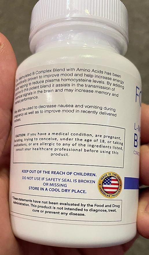 FolateMaxx L Methylfolate 15mg Plus B12 Methyl - 60 Capsules - 5-MTHF with B12 Methylcobalamin Supplement for Mood Methylation and Cognition - Bioactive Forms of Vitamin B9 &amp B12-2 Month Supply